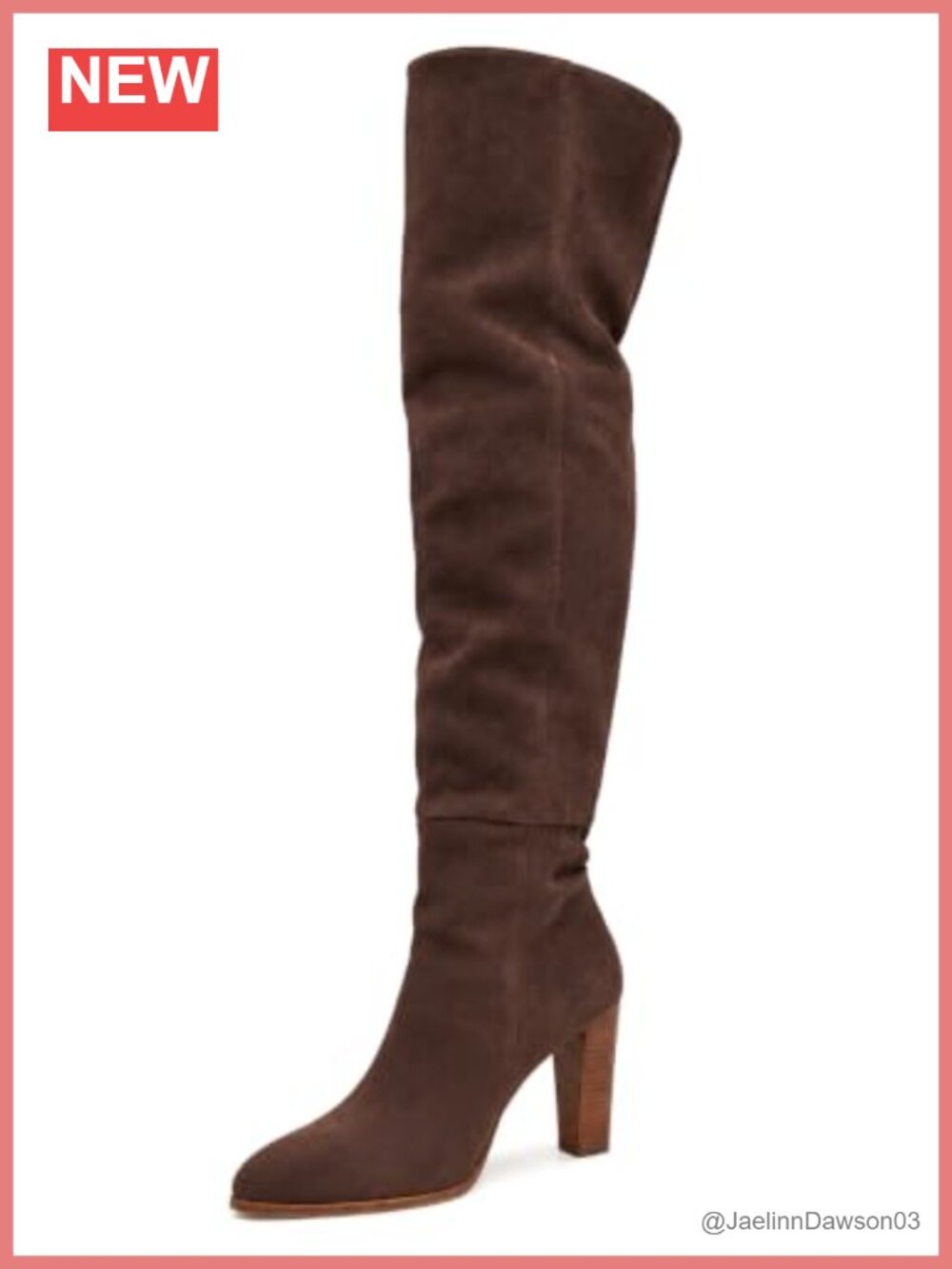 Faux Suede Thigh High Chunky Heel Boots with Zip Closure